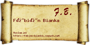 Fábián Bianka névjegykártya